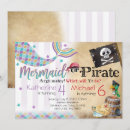 Search for mermaid and pirate birthday invitations Twins