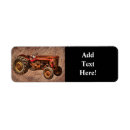 Search for farm tractor return address labels Red