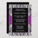 Search for zebra bridal shower invitations Purple