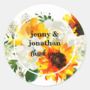Search for sunflower on burlap wedding stickers Thank you