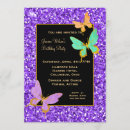 Search for purple black butterfly birthday invitations Gold