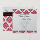 Search for black red silver wedding invitations Damask