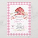 Search for farm animal party invitations Pink gingham
