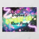Search for rave birthday invitations Neon