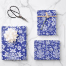 Search for dark blue christmas wrapping paper White snowflakes