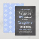 Search for winter onederland 1st birthday invitations Blue