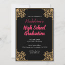 Search for pink black gold graduation invitations Girly