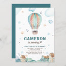 Search for blue hot air balloon birthday invitations Vintage