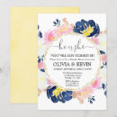 Search for navy and blush gender reveal invitations Floral