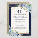 Search for blue 40th birthday invitations Watercolor