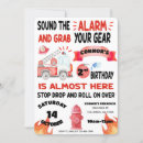 Search for rescue birthday invitations Fireman