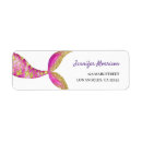 Search for mermaid birthday return address labels Pink