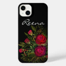 Search for red roses pattern iphone cases Black