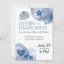 Search for denim and diamonds party invitations Blue