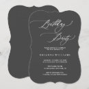 Search for black and grey birthday invitations Calligraphy