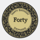 Search for happy 40 40th birthday party stickers Black gold