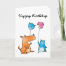 Search for funny cat and dog cartoon cards Cute