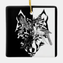 Search for white wolf christmas tree decorations Black and white