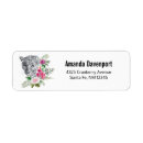 Search for black and white flowers return address labels Watercolor