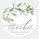 Search for white flower wedding stickers Thank you