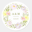 Search for round pink wedding stickers Floral wreath