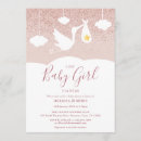 Search for stork baby girl shower invitations Rose gold