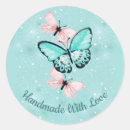 Search for love flying stickers Handmade with love
