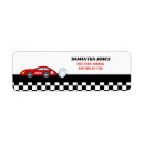 Search for race cars return address labels Chequered