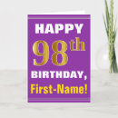 Search for 98th birthday cards Ninety eighth birthday