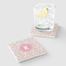 Search for flower monogram coasters Pink