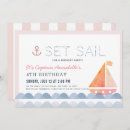 Search for girls nautical birthday invitations Pink
