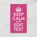 Search for keep calm business cards Pink