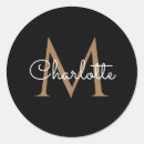 Search for gold black monogram stickers Script
