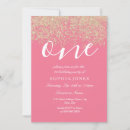 Search for gold glitter 1st birthday invitations Girly
