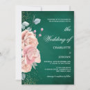 Search for emerald green and blush pink wedding invitations Floral