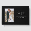 Search for monogrammed wedding guest books Black and white