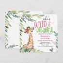 Search for giraffe 1st birthday invitations Watercolor
