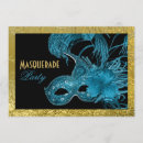Search for blue and black masquerade party invitations Gold