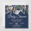 Search for navy blue floral baby shower invitations Wildflowers