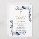 Search for navy blue christening invitations Modern elegant