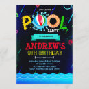 Search for neon pool party invitations Glow in the dark