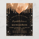 Search for black gold quinceanera invitations Glitter