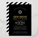 Search for black white bar bat mitzvah invitations Jewish