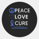 Search for peace love cure stickers Alopecia