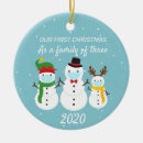 Search for snowman christmas tree decorations Family of three