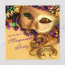 Search for purple gold masquerade party invitations Fleur de lis