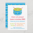 Search for music 1st birthday invitations Drums