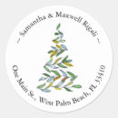 Search for round return address labels Christmas tree