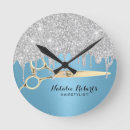 Search for silver and blue clocks Beauty salon