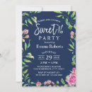 Search for navy blue floral sweet 16 invitations Watercolor